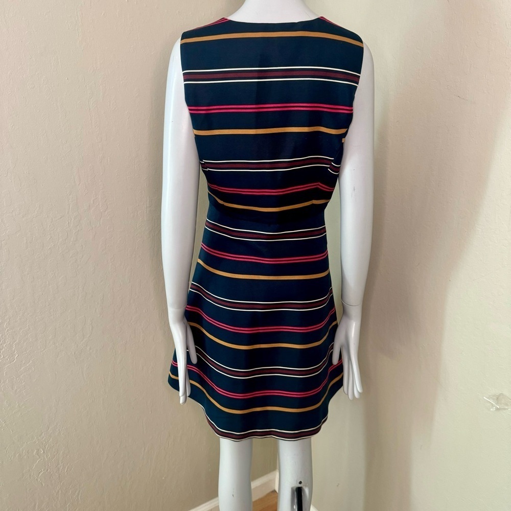 TOMMY HILFIGER Striped Zip Front A Line Dress Sleeveless Preppy Size 4 - Picture 10 of 16